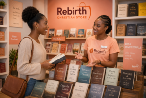 lady-buying-devotional-from-best-christian-store-in-kenya-rebirth-best-service