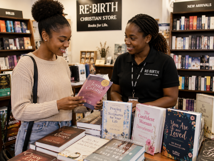 lady-buying-devotional-from-best-christian-store-in-kenya-rebirth
