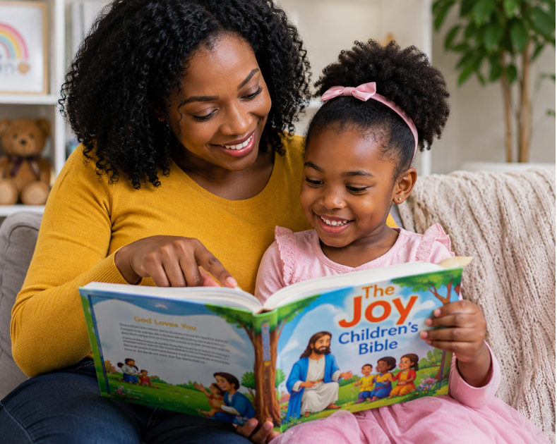 mother-reading-with-daughter-joys-childrens-bible-rebirth-christian-store