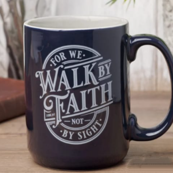 Navy Blue/Walk By Faith Ceramic mug